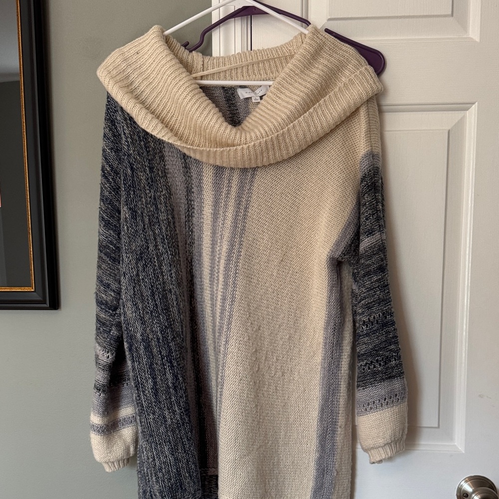 new directions Two-Tone Cowl Neck Sweater Dress - Cream & Gray